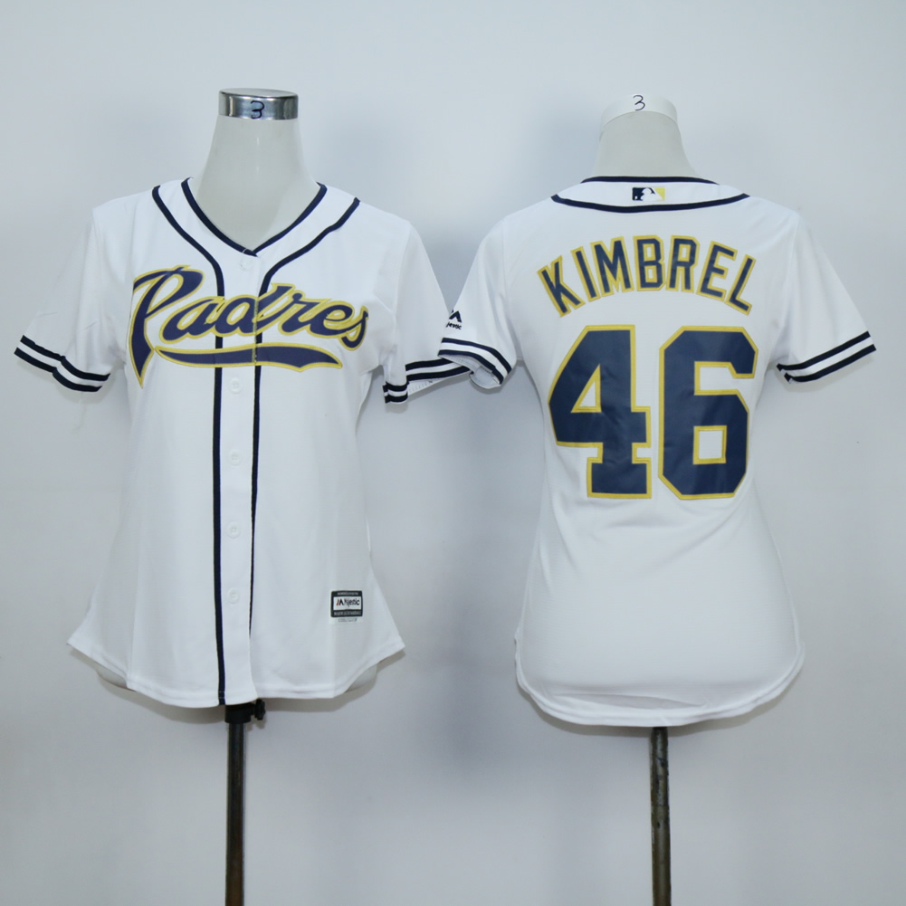 Women San Diego Padres #46 Kimbrel White MLB Jerseys->san diego padres->MLB Jersey